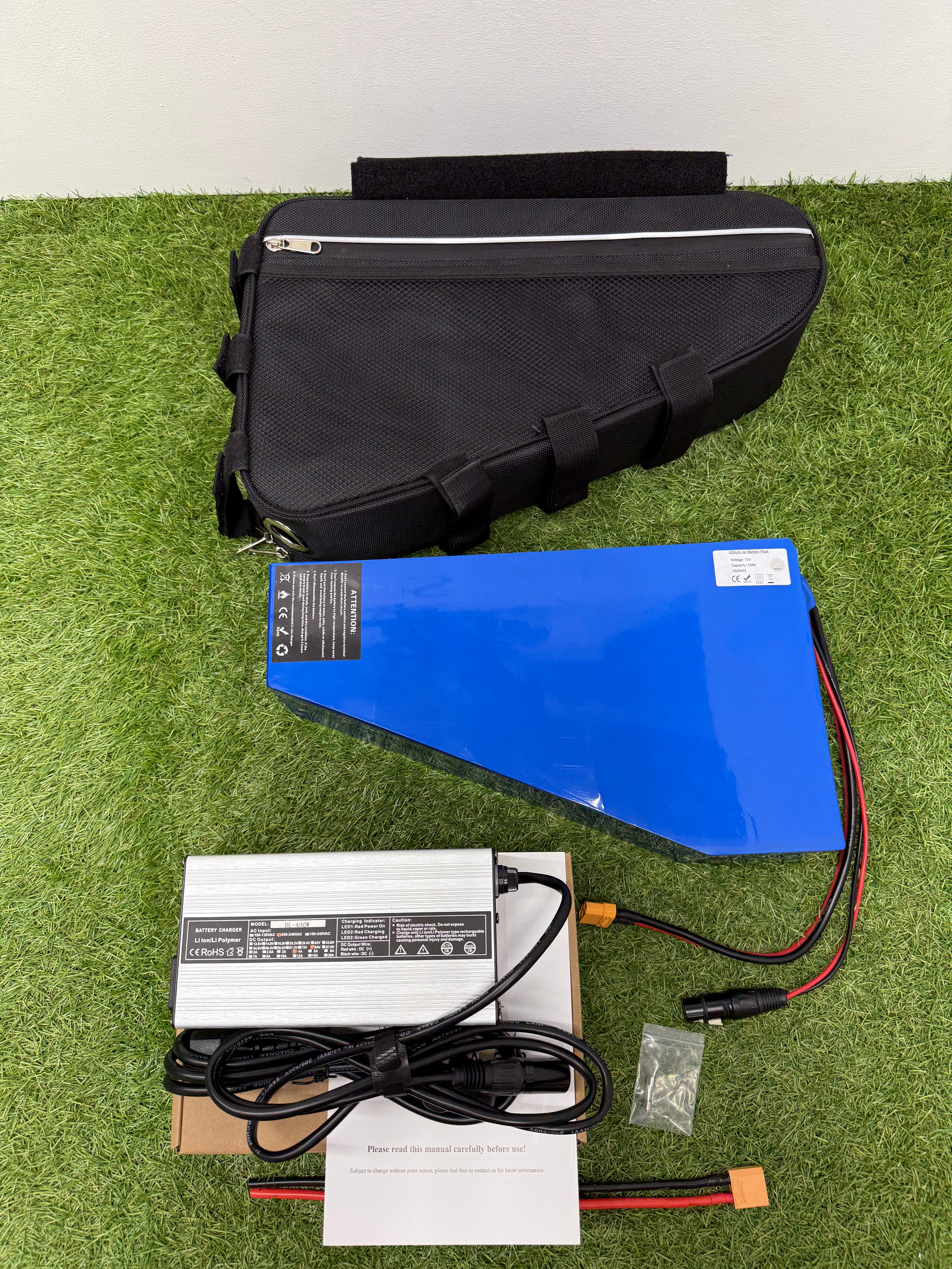 72v 23ah Triangle Li-ion Ebike Battery Electric Bike with 4a charger Soft Case