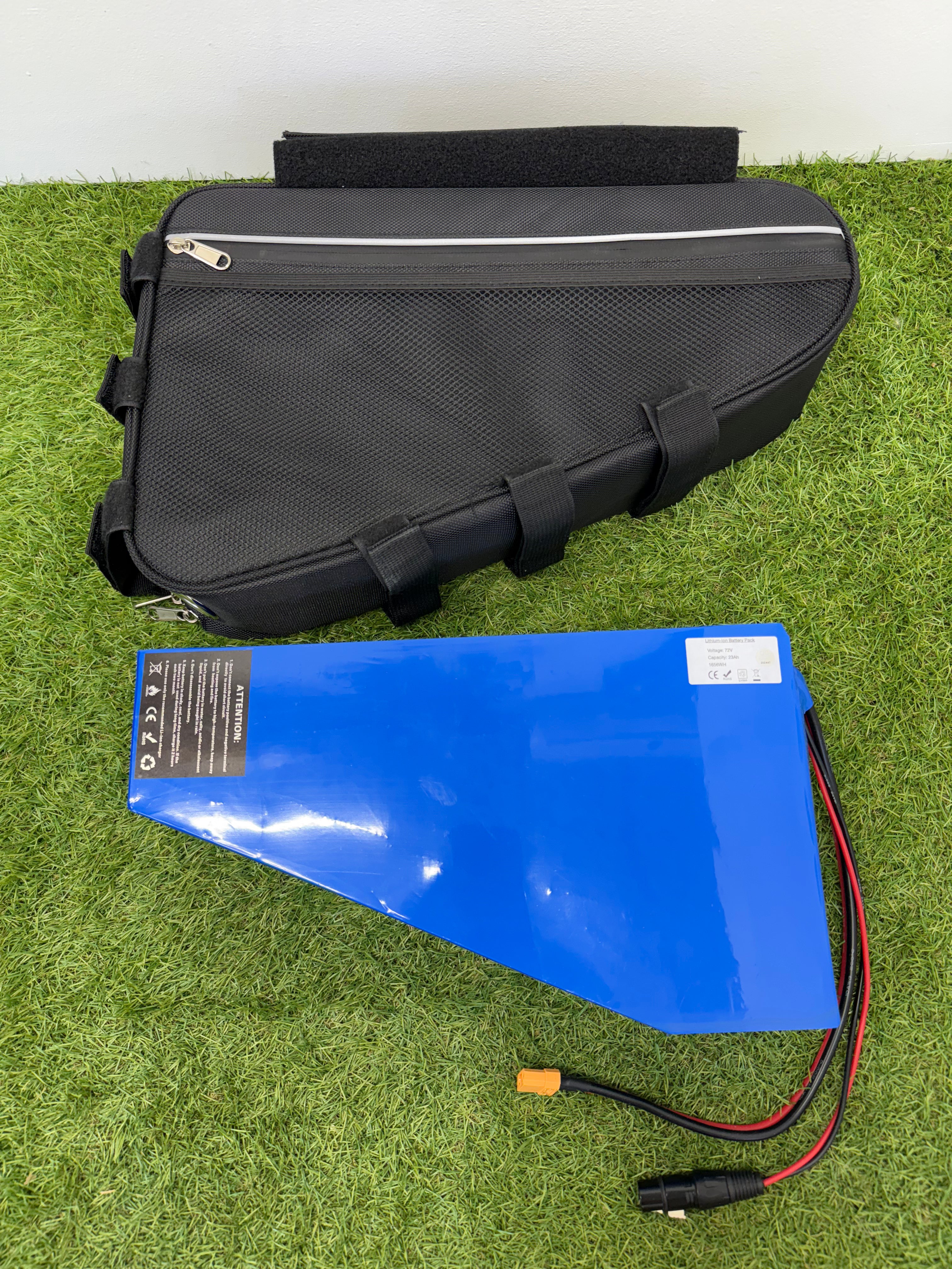 72v 23ah Triangle Li-ion Ebike Battery Electric Bike with 4a charger Soft Case