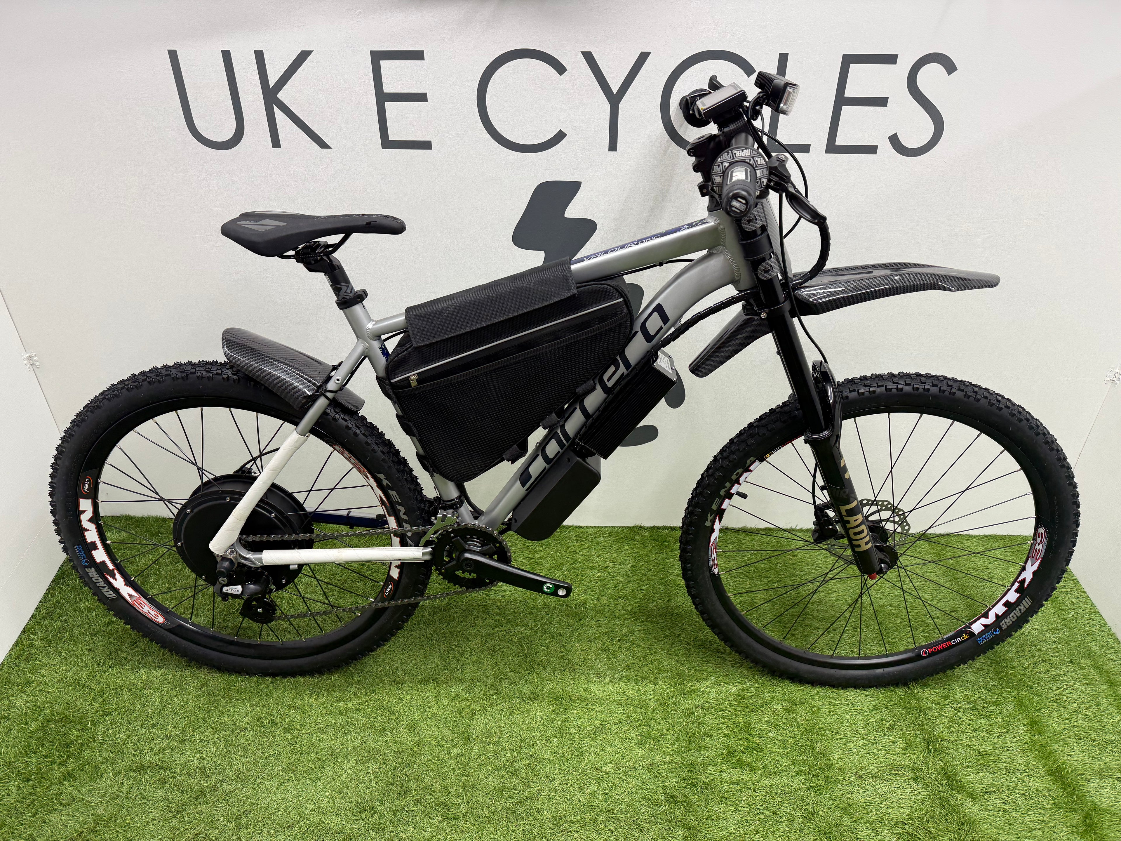 Carrera Valour Disc electric bike 72v 3000 Watts mtx Lithium🔋 Silver Edition With Double Shoulder Forks