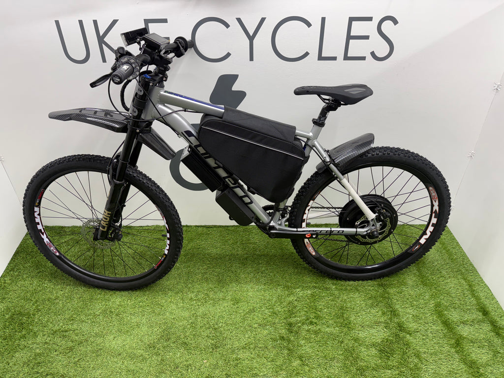 Carrera Valour Disc electric bike 72v 3000 Watts mtx Lithium🔋 Silver Edition With Double Shoulder Forks