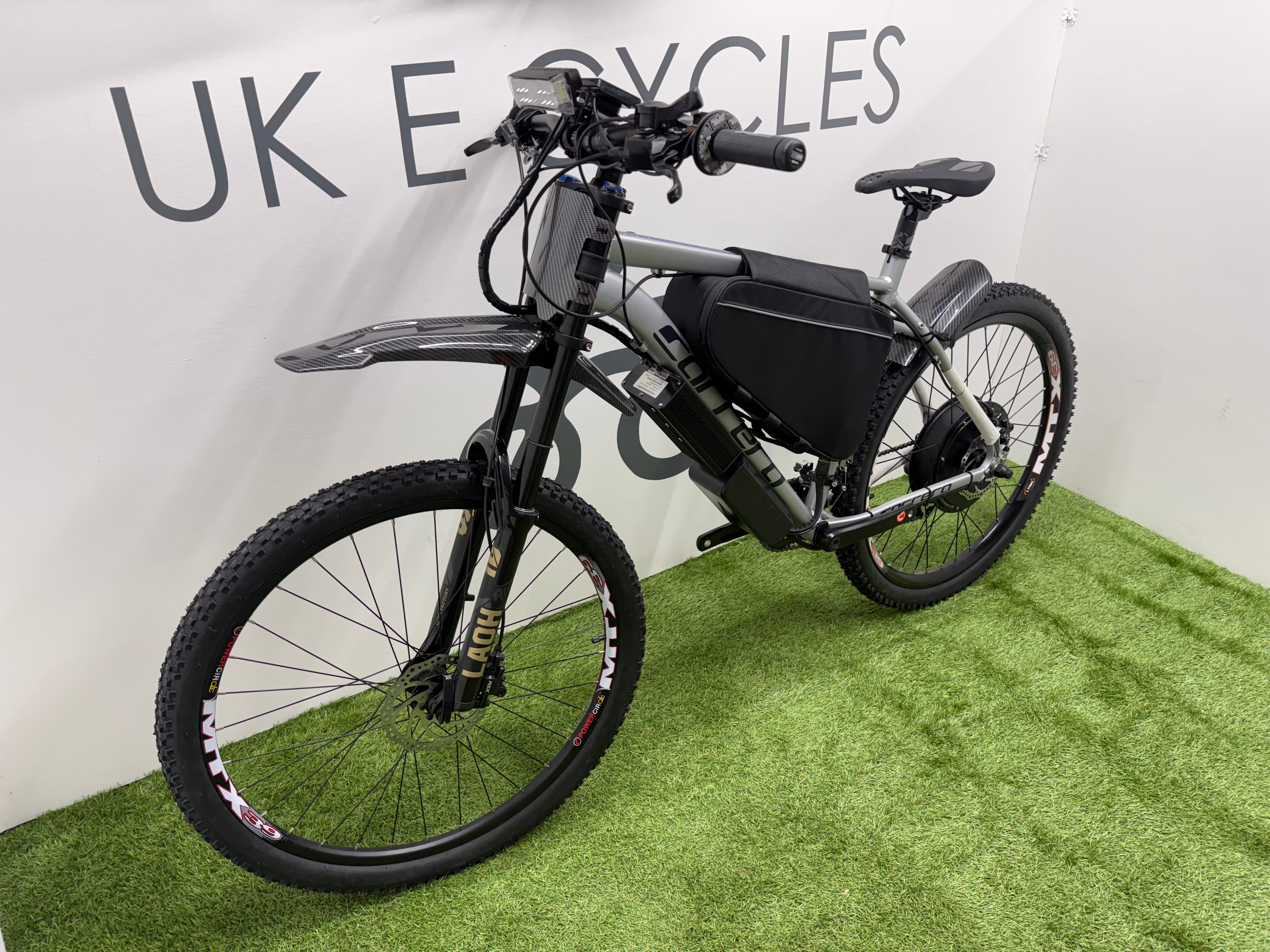 Carrera Valour Disc electric bike 72v 3000 Watts mtx Lithium🔋 Silver Edition With Double Shoulder Forks