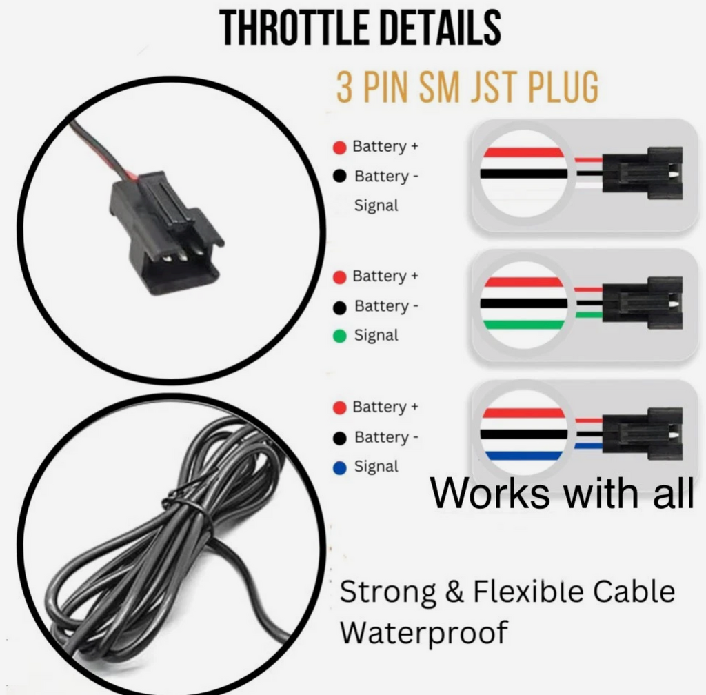 Surron Style Throttle With Ebike SM 3 Pin Connector Plug and Play for Most Ebike