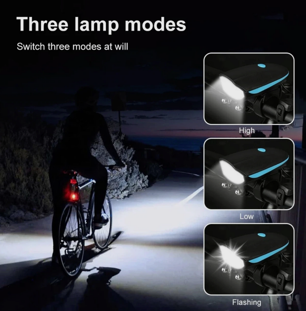 Bicycle Front and Rear Lights with Horn USB Rechargeable Bike Headlights