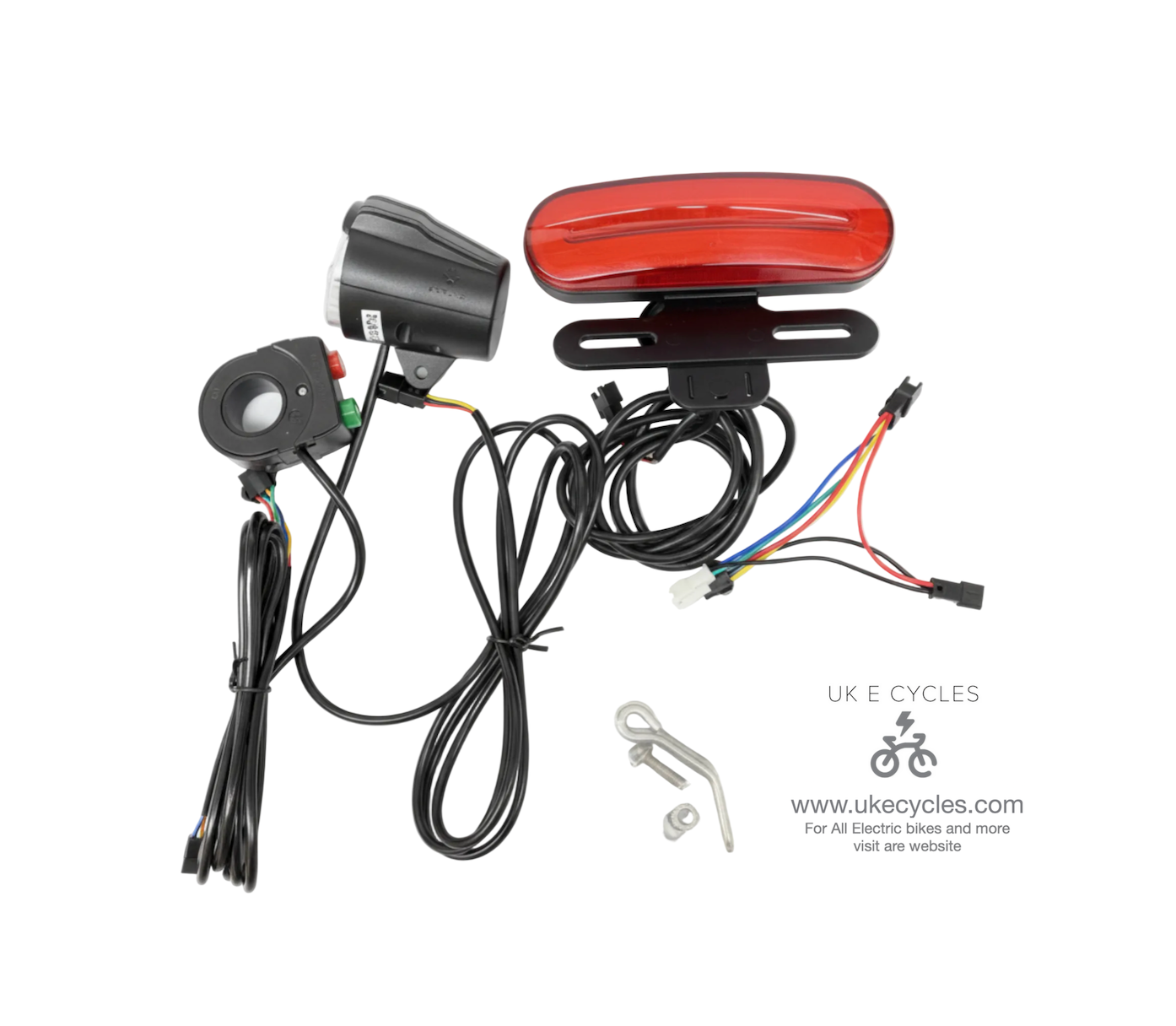 E-bike Front Rear Lights LED With Horn 24/52V Electric Bike Light Set