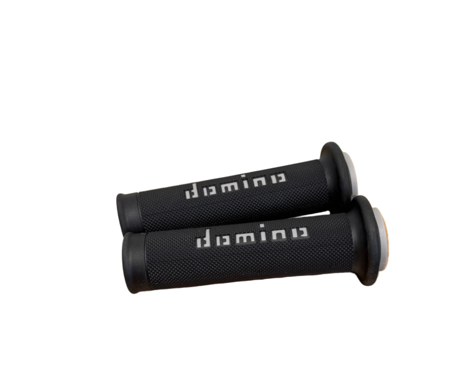 Universal Domino Black Grey XM2 Motorcycle Race Grips Track Pair