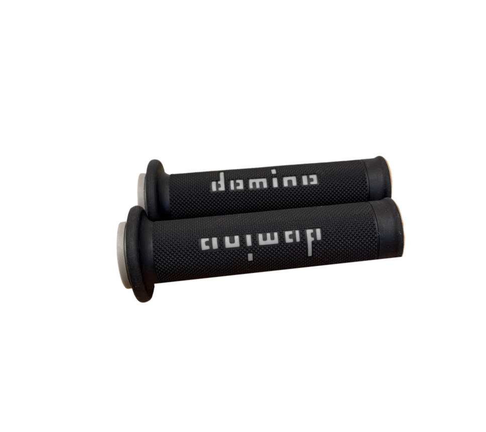 Universal Domino Black Grey XM2 Motorcycle Race Grips Track Pair
