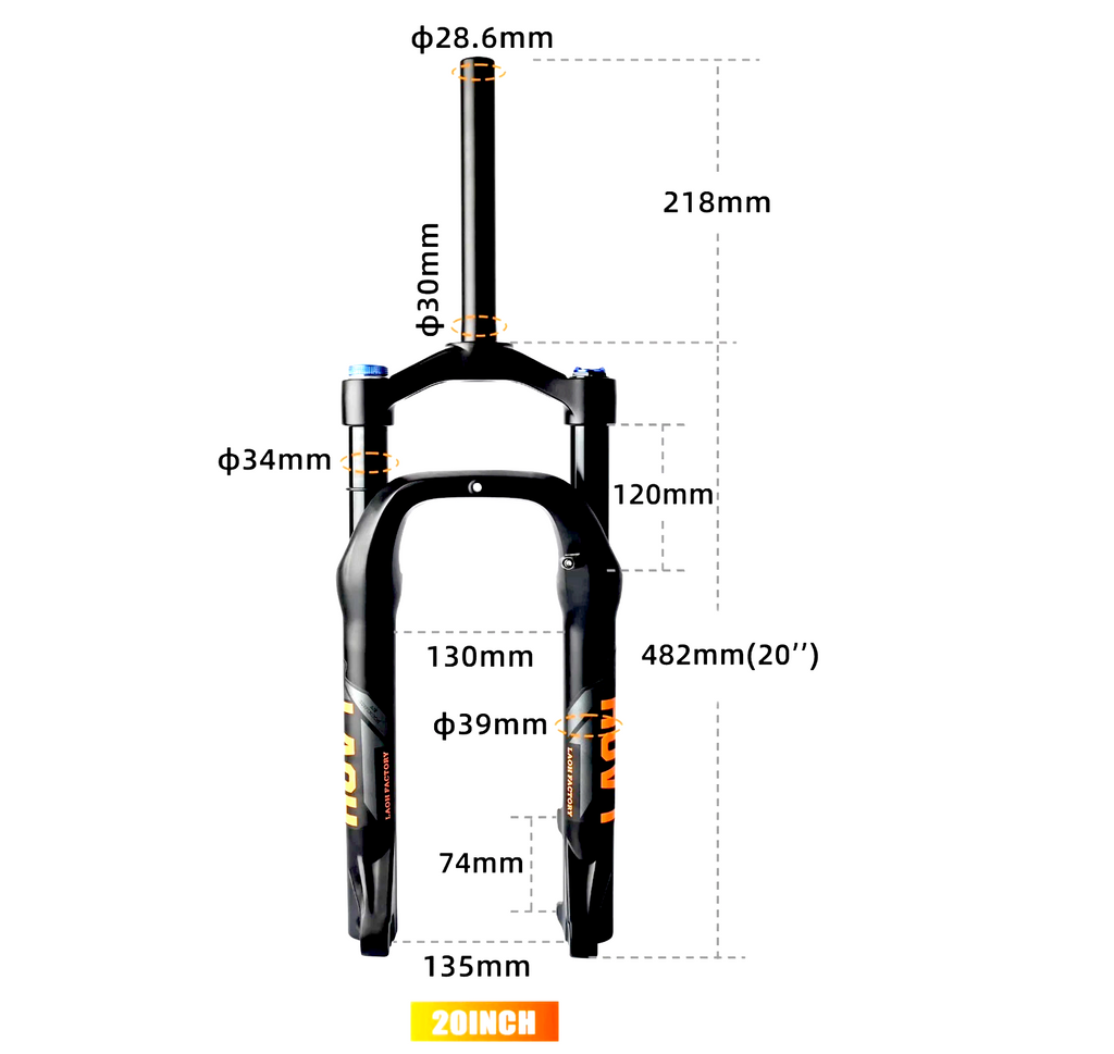 E-bike/Bike Fat Air Suspension Fork 20x4.0inch MTB Front Fork Adjustable lockout