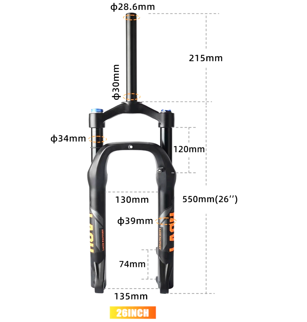 E-bike/Bike Fat Air Suspension Fork 26x4.0inch MTB Front Fork Adjustable lockout