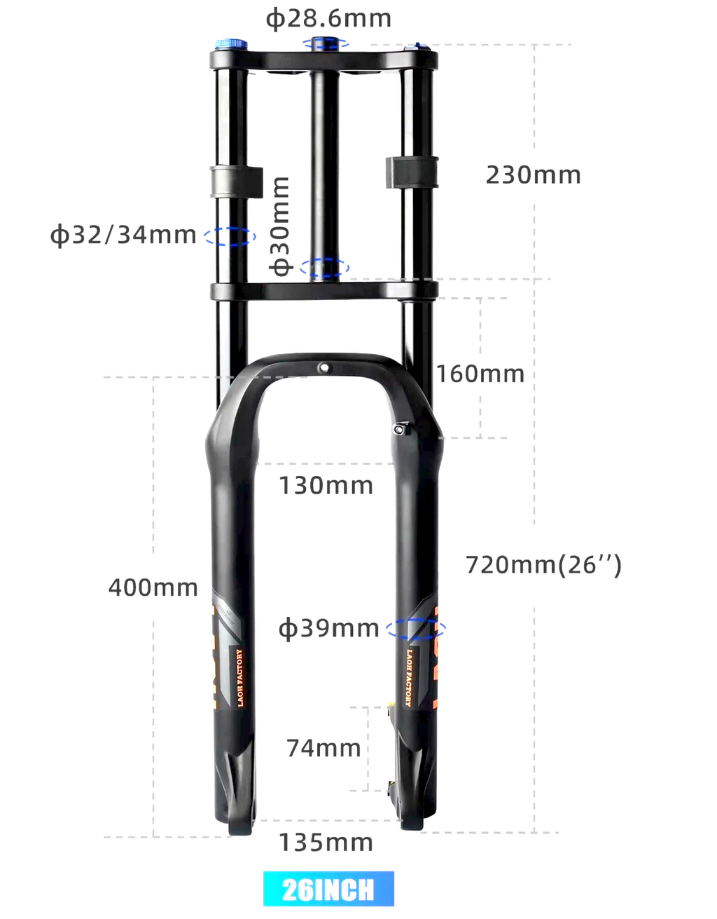 Double Shoulder Adjustment lock Out Fat Bicycle Suspension Air Fork 26"x4.0"