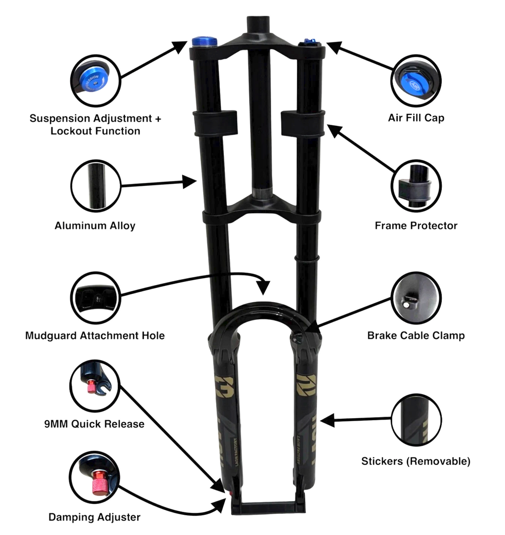 27.5/29" Double Shoulder Air Suspension Fork MTB E-Bike Quick Release