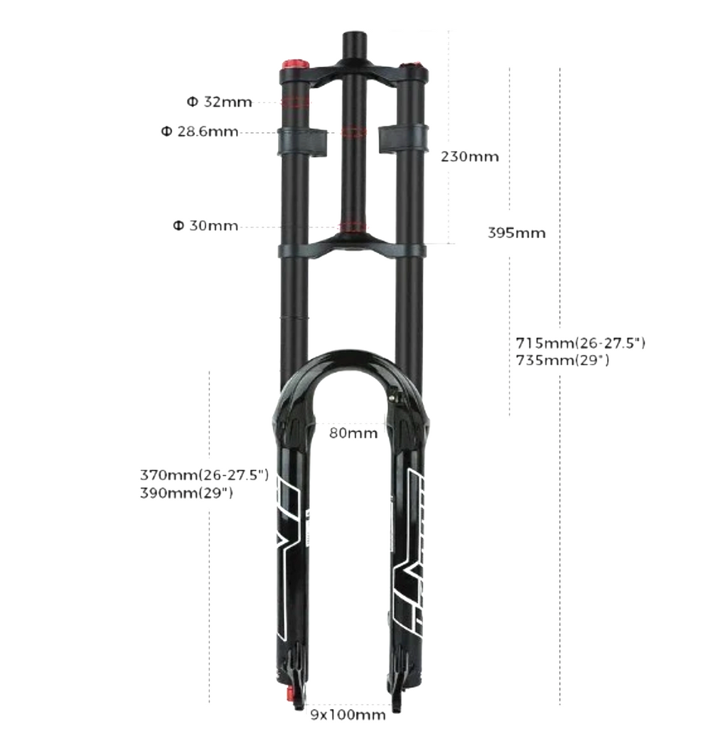 27.5/29" Double Shoulder Air Suspension Fork MTB E-Bike Quick Release