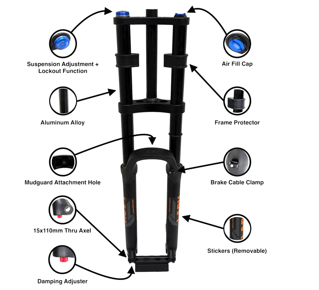 27.5/29" Double Shoulder Air Suspension Fork 180mm Travel MTB E-Bike Through Axle